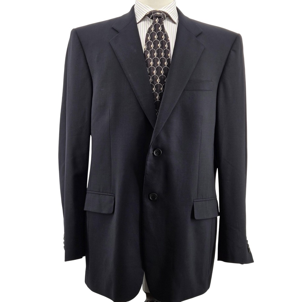 Banana Republic Suit Jacket Mens 44R Blue Wool Spandex 2 Button Made In Turkey